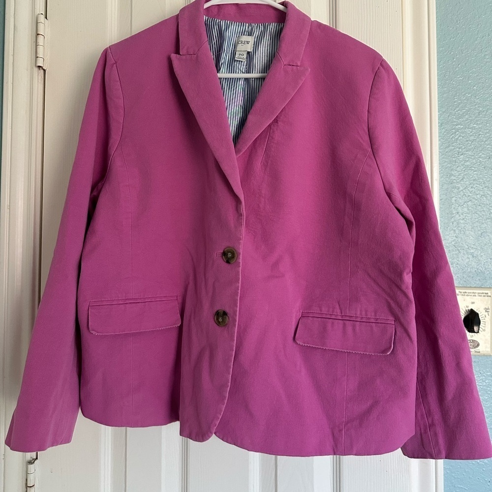 J.Crew 20 Pink Two-Button Preppy Office Siren Blazer Boardroom Chic Academia